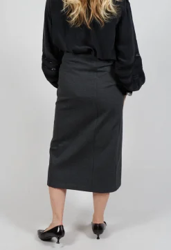 Pencil Skirt with Split in Dark Grey