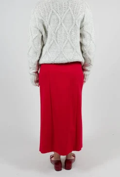 Pencil Skirt with Split in Urban Red