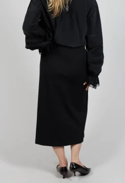 Pencil Skirt with Split in Black