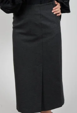Pencil Skirt with Split in Dark Grey