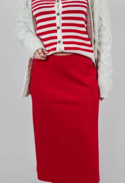 Pencil Skirt with Split in Urban Red