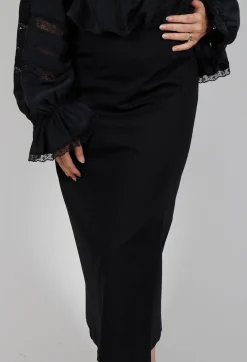 Pencil Skirt with Split in Black
