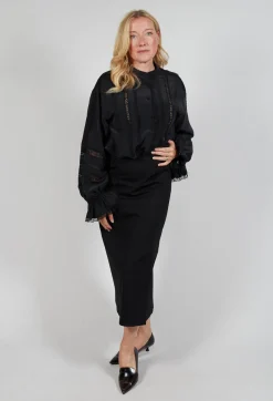 Pencil Skirt with Split in Black