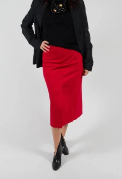 Pencil Skirt with Split in Urban Red