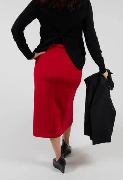 Pencil Skirt with Split in Urban Red