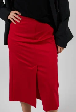 Pencil Skirt with Split in Urban Red