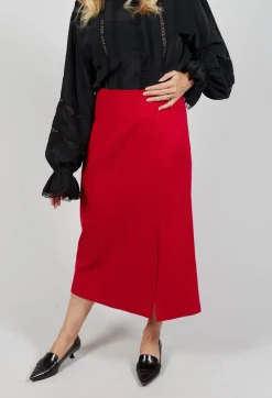 Pencil Skirt with Split in Urban Red