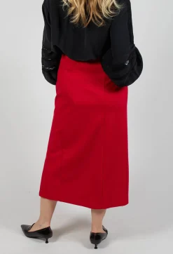 Pencil Skirt with Split in Urban Red