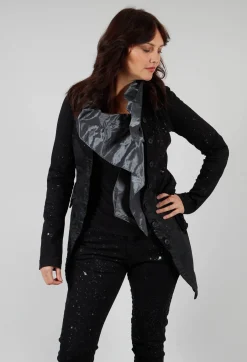 Penguin Coat in Black with Latex Detail Finish