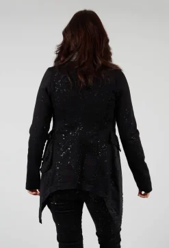 Penguin Coat in Black with Latex Detail Finish