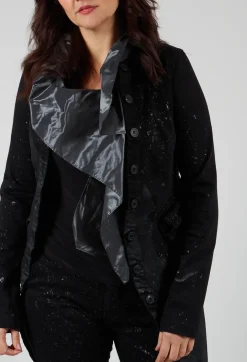 Penguin Coat in Black with Latex Detail Finish