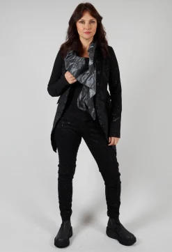 Penguin Coat in Black with Latex Detail Finish