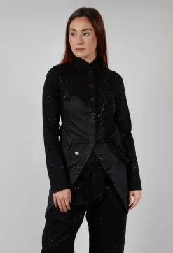 Penguin Coat in Black with Latex Detail Finish