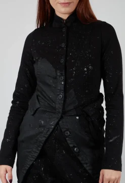 Penguin Coat in Black with Latex Detail Finish
