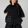 Peplum Polka Dot Pocket Top in Black
