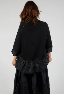 Peplum Polka Dot Pocket Top in Black