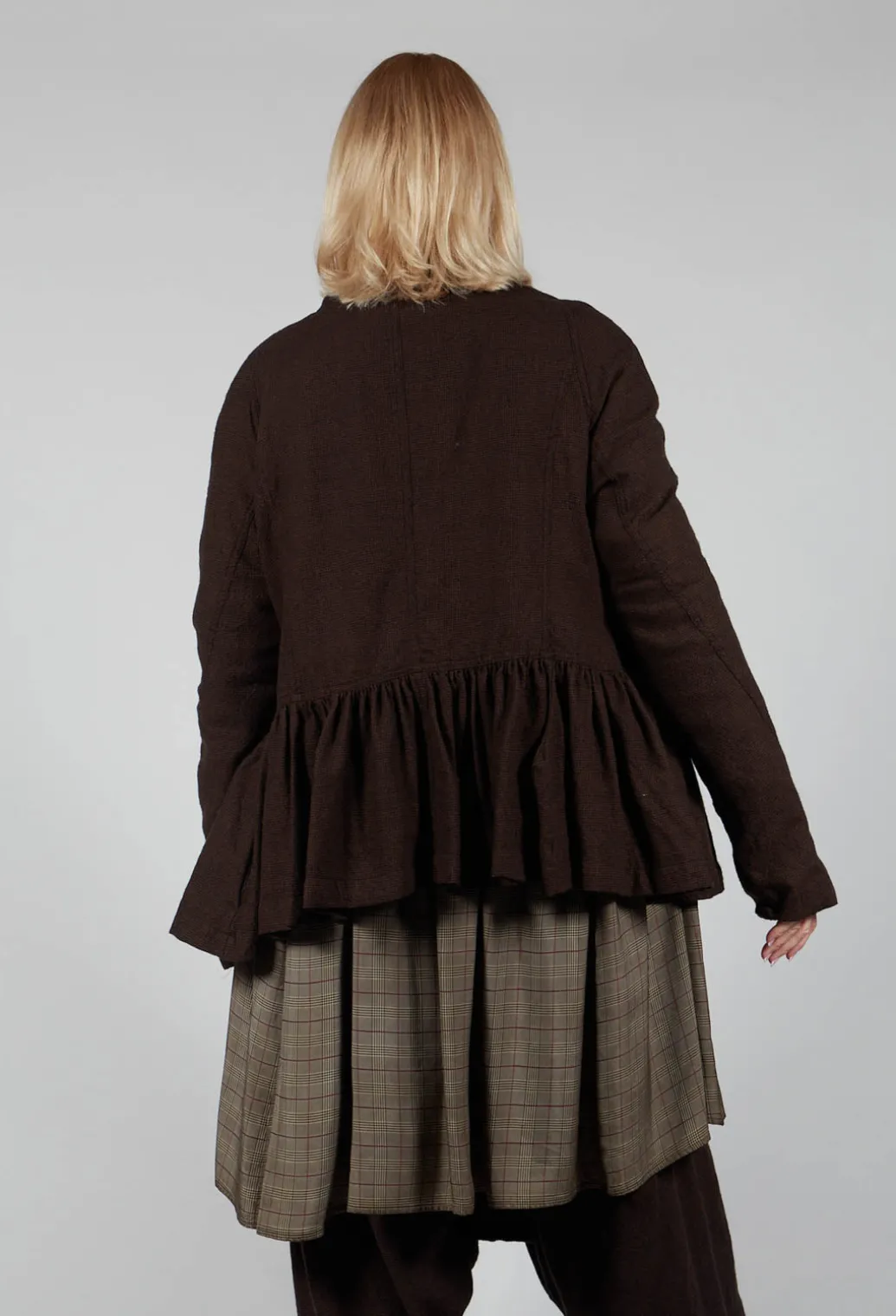 Peplum Style Jacket in Kaffee Check