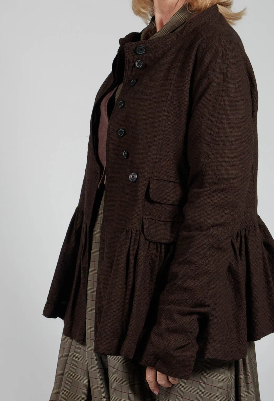 Peplum Style Jacket in Kaffee Check