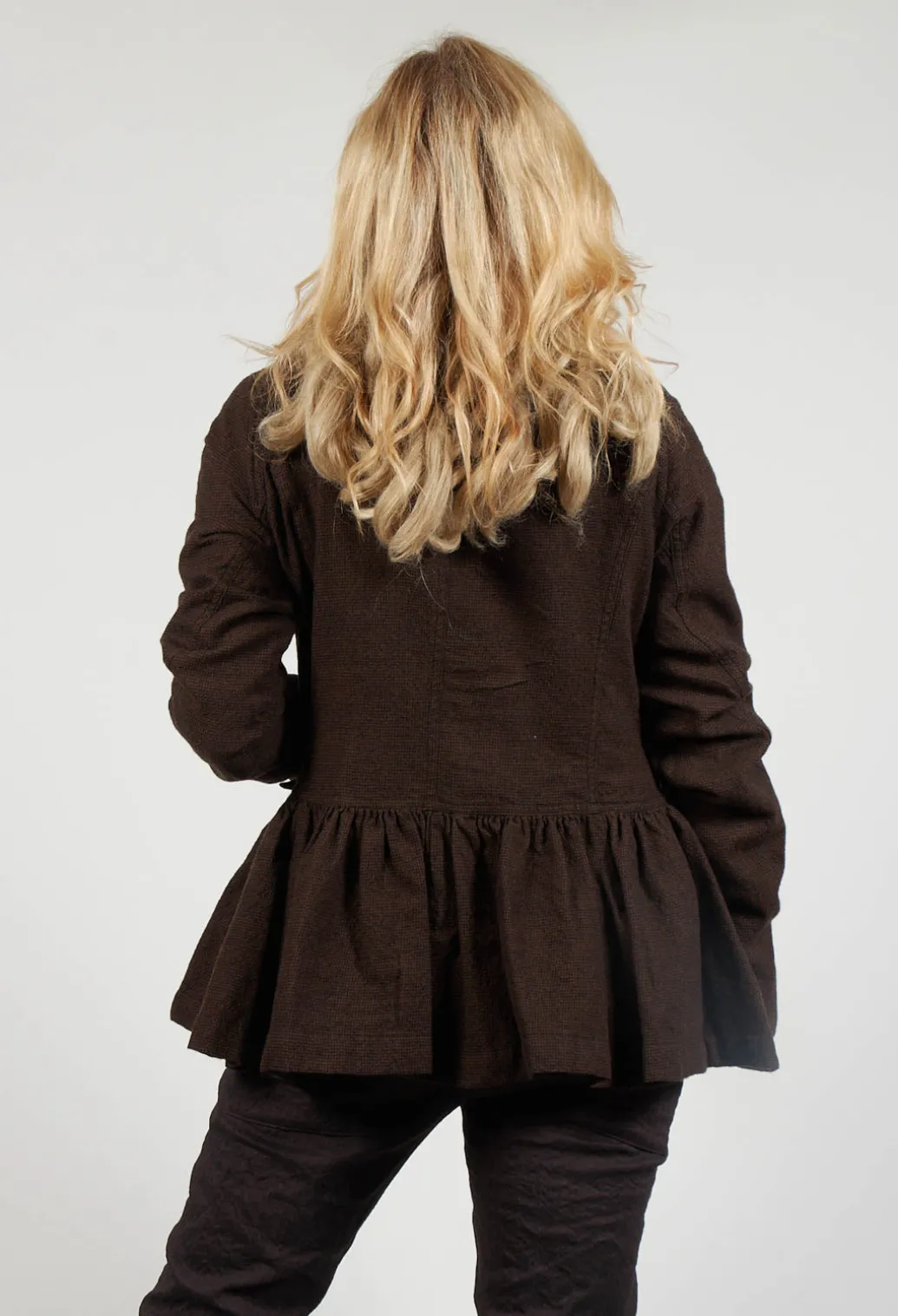 Peplum Style Jacket in Kaffee Check