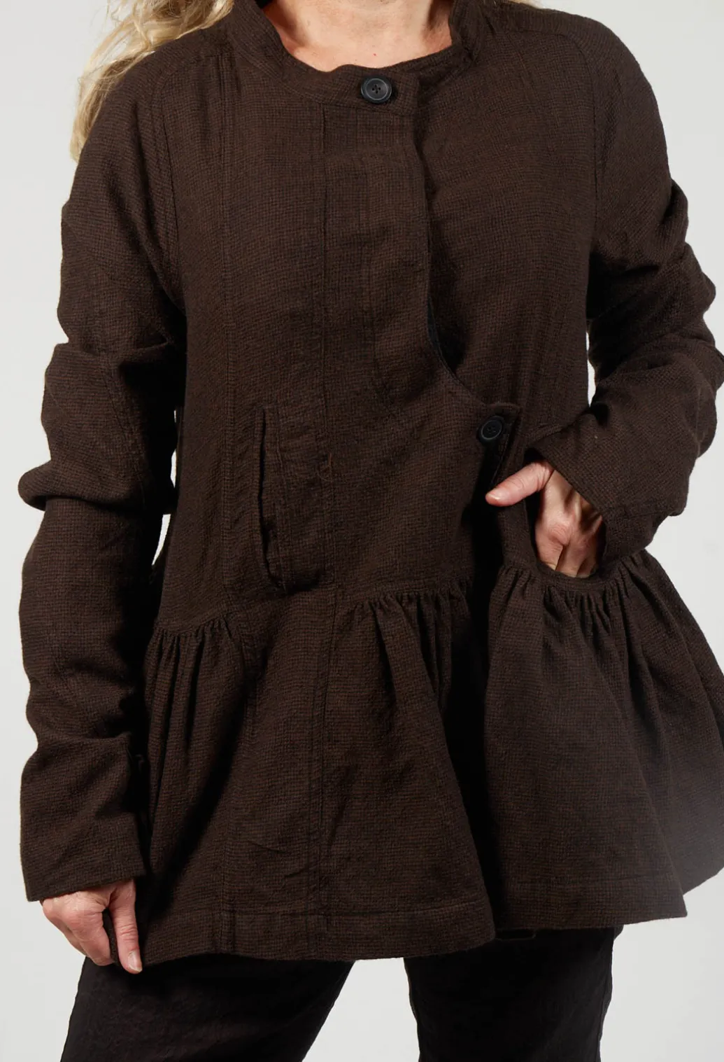 Peplum Style Jacket in Kaffee Check
