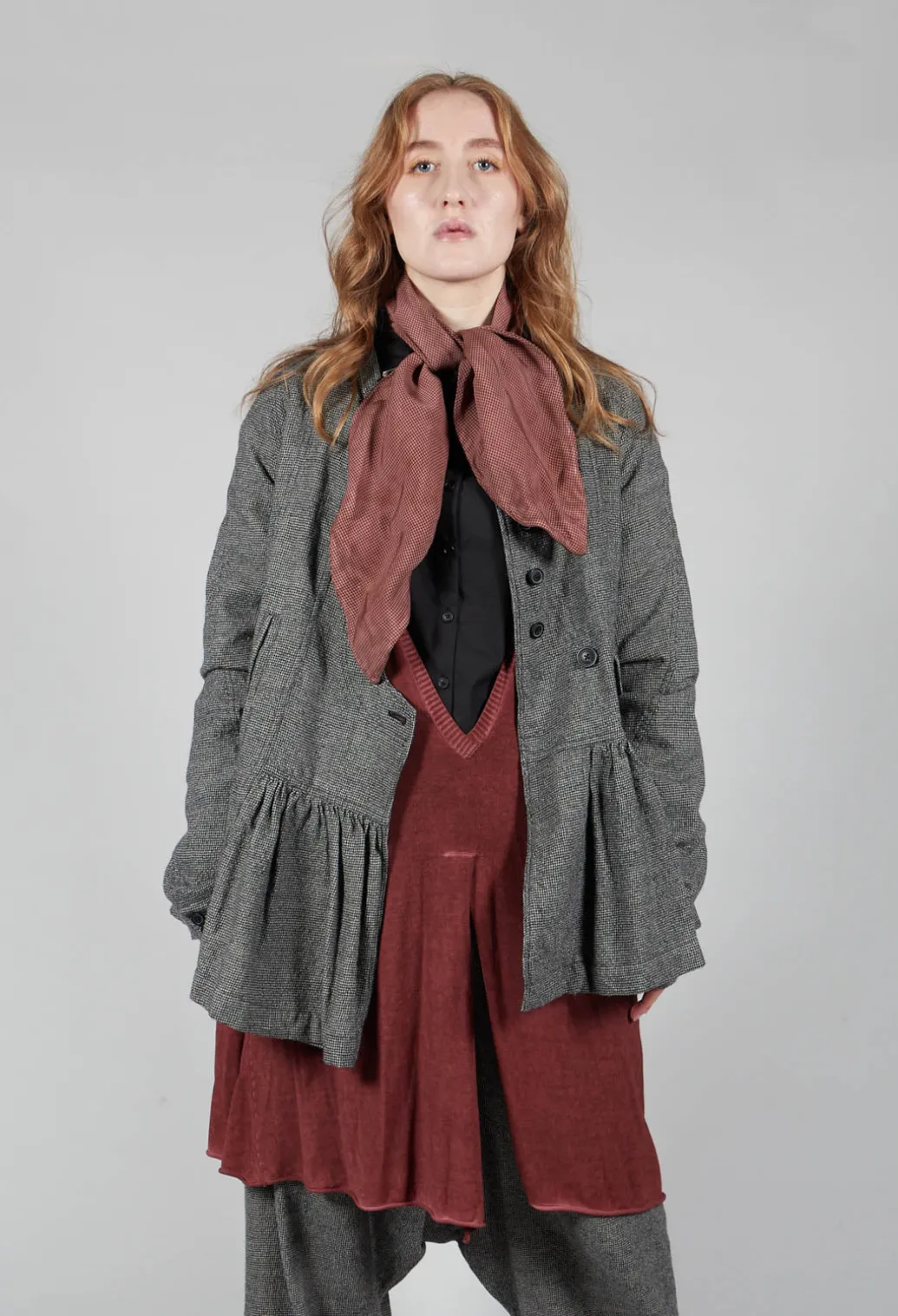 Peplum Style Jacket in Latte Check