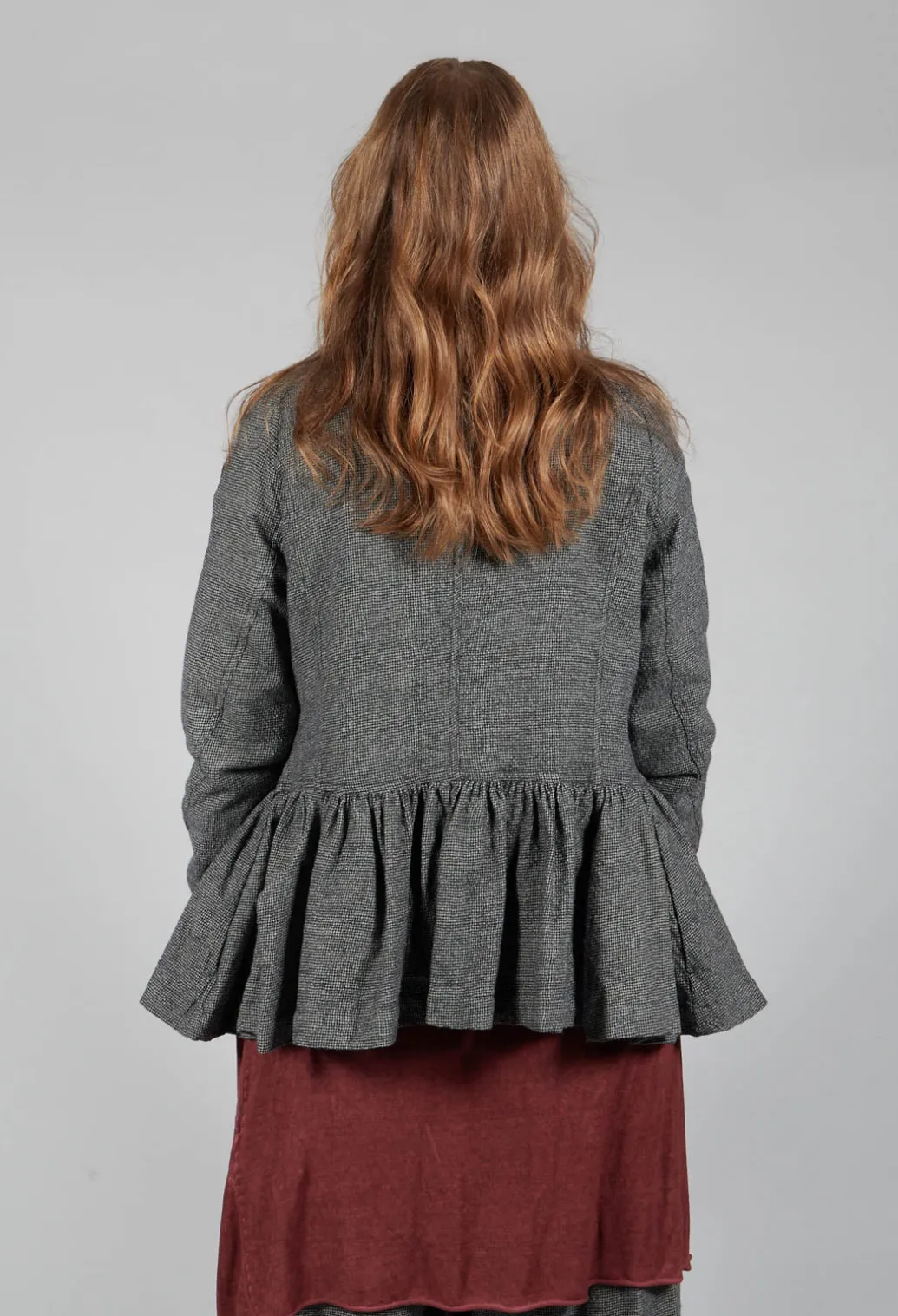 Peplum Style Jacket in Latte Check