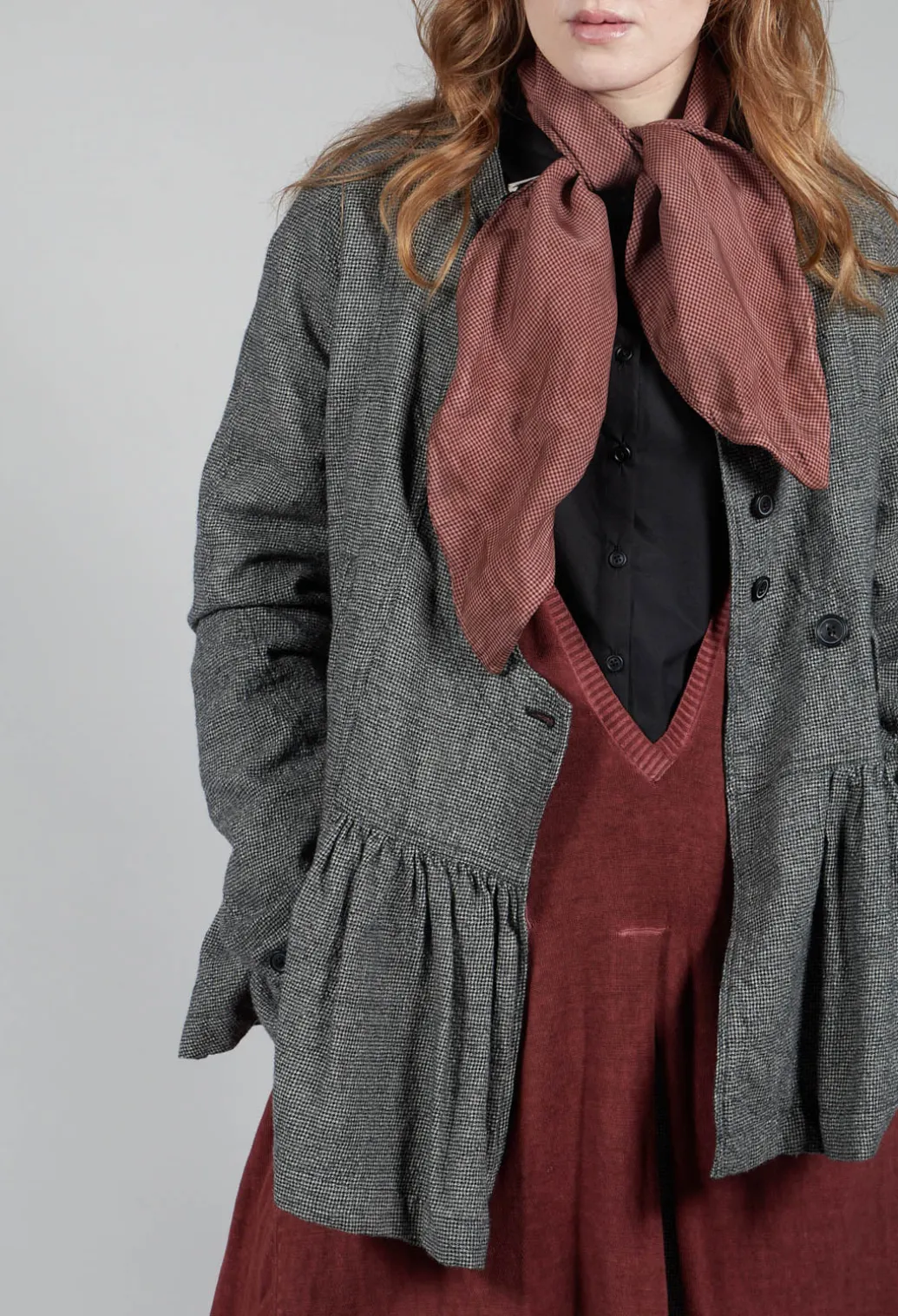 Peplum Style Jacket in Latte Check