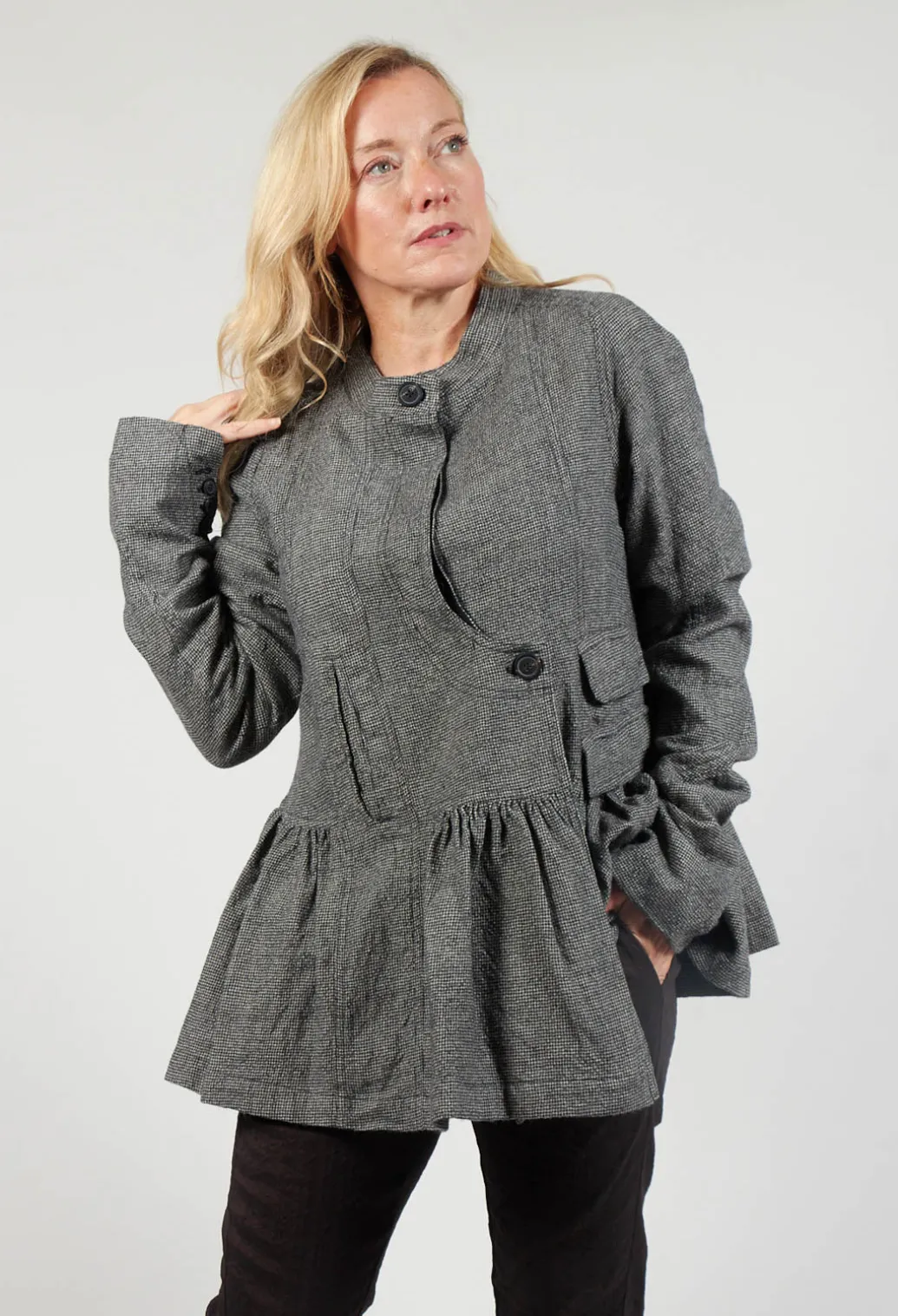 Peplum Style Jacket in Latte Check
