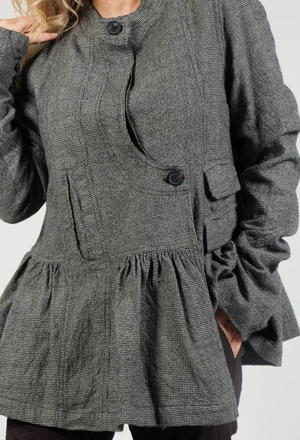 Peplum Style Jacket in Latte Check