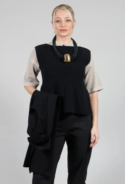 Peplum Sweater Vest in Black