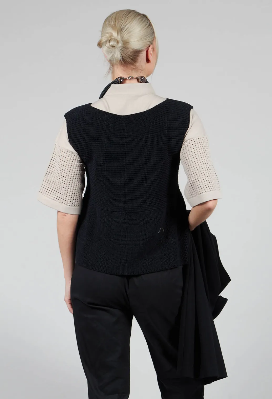 Peplum Sweater Vest in Black