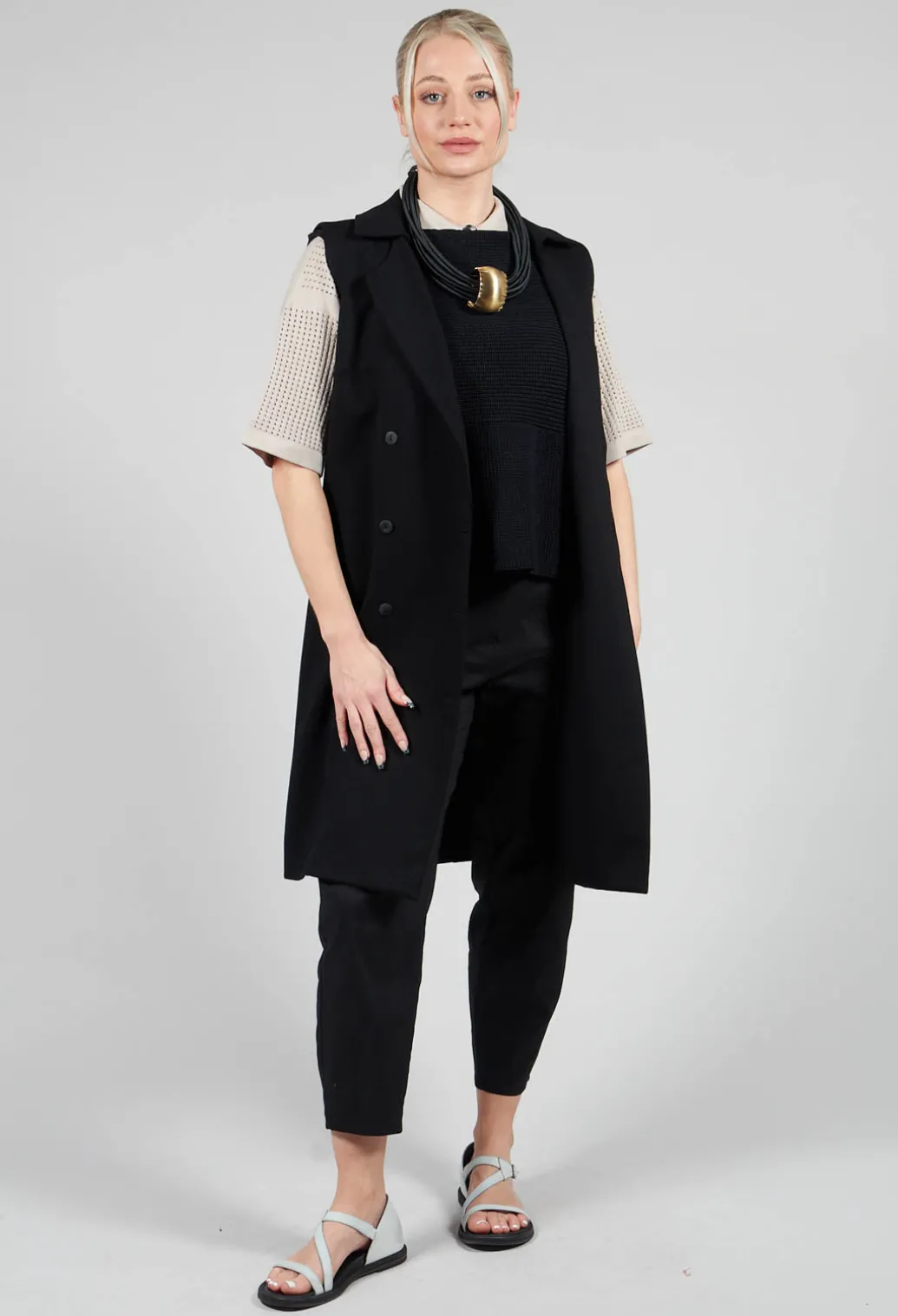 Peplum Sweater Vest in Black