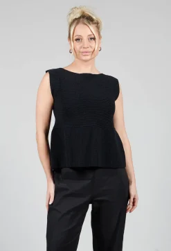 Peplum Sweater Vest in Black