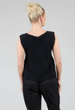 Peplum Sweater Vest in Black