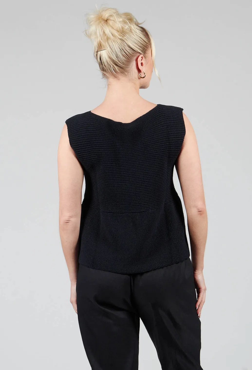 Peplum Sweater Vest in Black