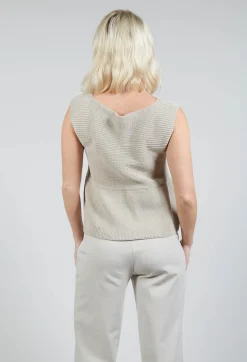 Peplum Sweater Vest in Mastic