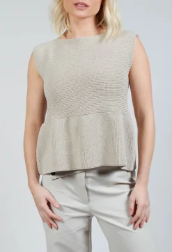 Peplum Sweater Vest in Mastic