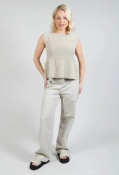 Peplum Sweater Vest in Mastic