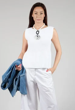 Peplum Sweater Vest in White