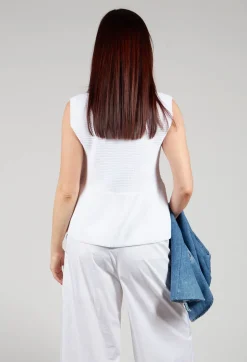 Peplum Sweater Vest in White