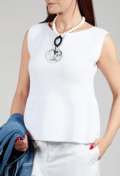 Peplum Sweater Vest in White