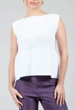 Peplum Sweater Vest in White