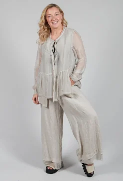 Peplum Tie Blouse in Lino Desert