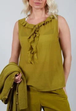 Peplum Vest in Grass Green