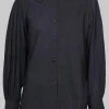 Petal Pleated Collar Shirt in Ink