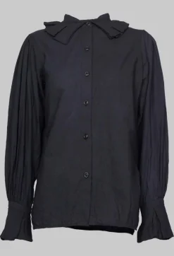 Petal Pleated Collar Shirt in Ink