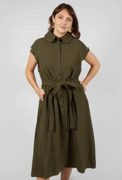 Peter Pan Dress in Olive
