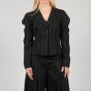 Pinstripe Blazer in Nero