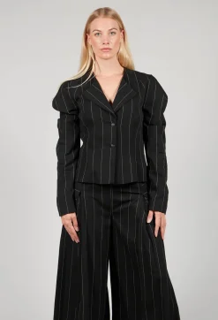 Pinstripe Blazer in Nero
