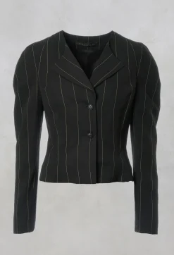 Pinstripe Blazer in Nero